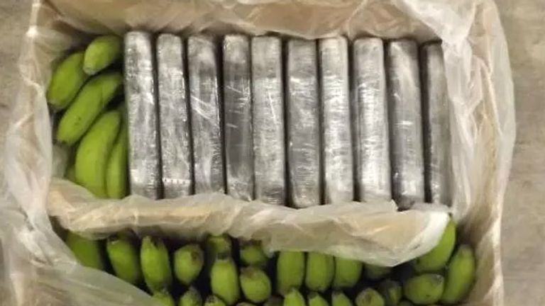 The drugs were found inside boxes of bananas. Pic: NCA/Border Force