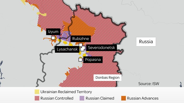 Map of eastern Ukraine