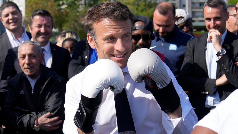 Emmanuel Macron on the campaign trail in Saint-Denis