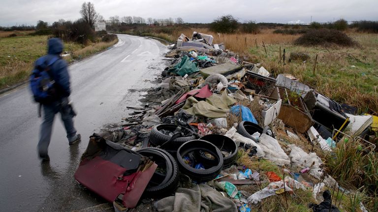 File photo dated 04/02/22 of a fly-tipping site near Erith in Kent. The Government is fighting a losing battle against the crime gangs behind fly tipping, a new report suggests.