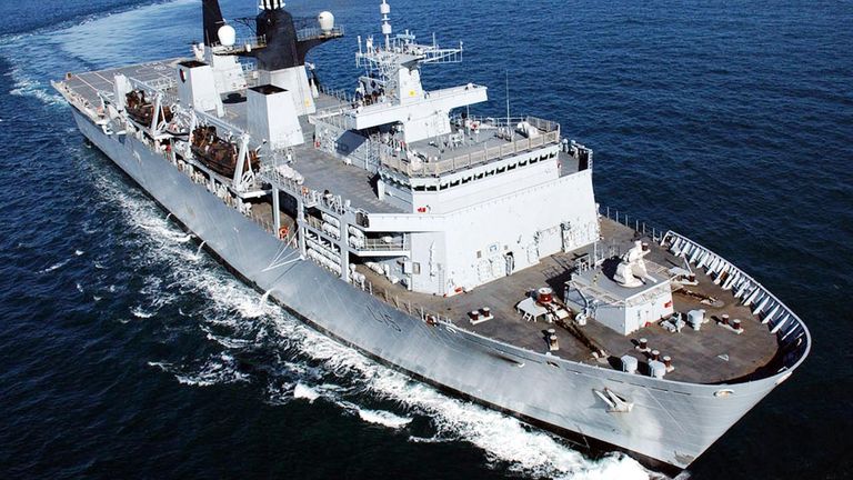 The fuel would have filled up electricity generators hat powering the HMS Bulwark, pictured