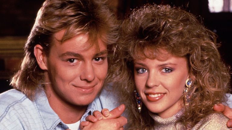 Jason Donovan and Kylie Minogue star as Scott and Charlene in the film 
