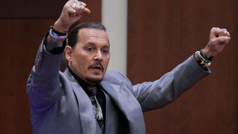 Johnny Depp was animated in court today, acting out alleged acts of violence by Amber Heard