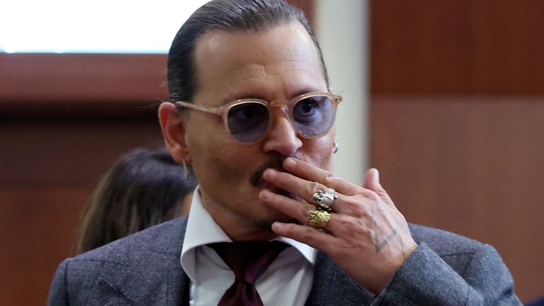 Johnny Depp leaves the courtroom following the 11th day of testimony in his libel trial against ex-wife Amber Heard