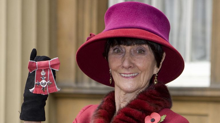 File photo dated 04/11/08 of Eastenders actress June Brown stands outside Buckingham Palace in London after receiving an MBE for services to Drama and Charity from Queen Elizabeth II.
