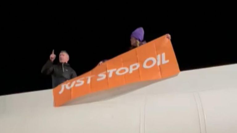 The activists climbed on top of a tanker at the site in Hertfordshire 