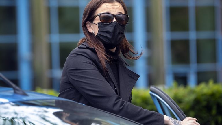 File Image - Former EastEnders star Katie Jarvis, 29, of Rainham, East London, leaves Basildon Combined Court, in Basildon, Essex, where she is appearing charged with assault, racially aggravated harassment and using threatening words or behaviour, over an incident outside a bar in Southend on July 31 2020.