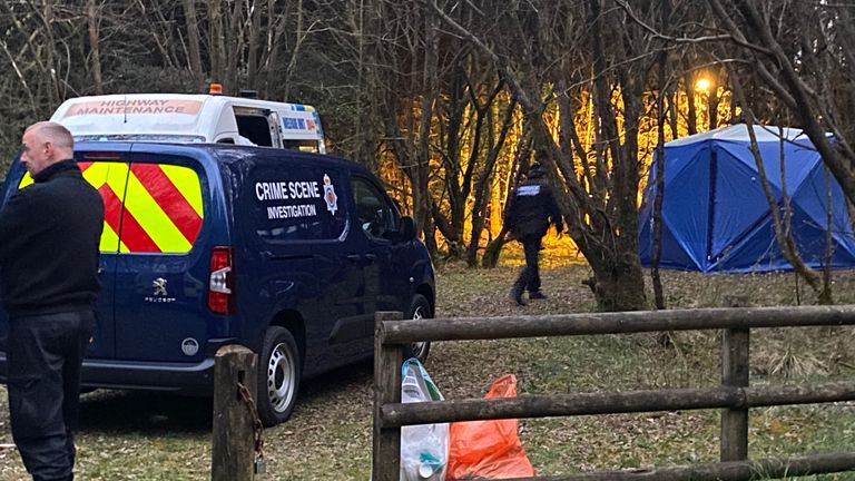 A forensic tent has been erected in the Gisburn Forest where the focus of the search is now concentrated 