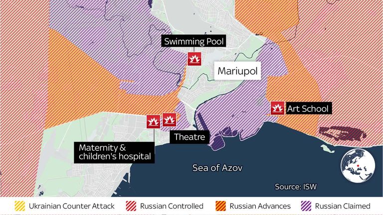 Ukraine denies launching airstrike on Russian territory – as hopes of evacuation from besieged Mariupol today fade