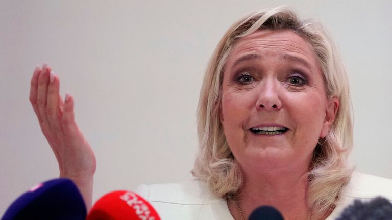 Marine Le Pen is an outspoken nationalist who has long ties to Russia. Pic: AP