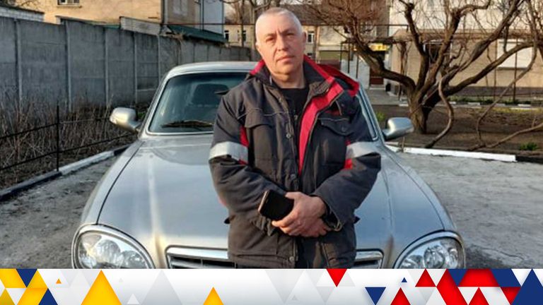 Aleksey standing with his car, which he sees as the true hero and calls his &#39;war bride&#39;