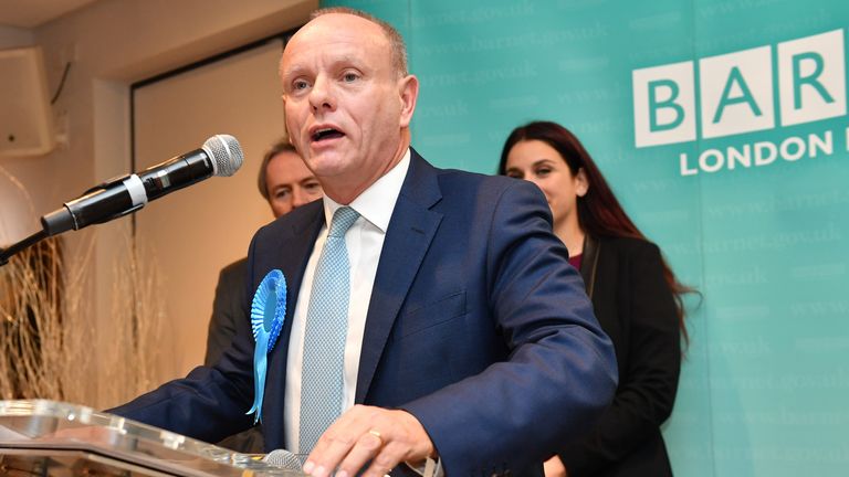 Élection générale 2019 Le candidat conservateur Mike Freer parle après avoir remporté la circonscription de Finchley & Golders Green dans le nord de Londres pour l'élection générale de 2019.