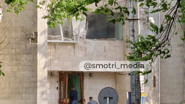 Smoke can be seen coming out of the building in this image widely shared online