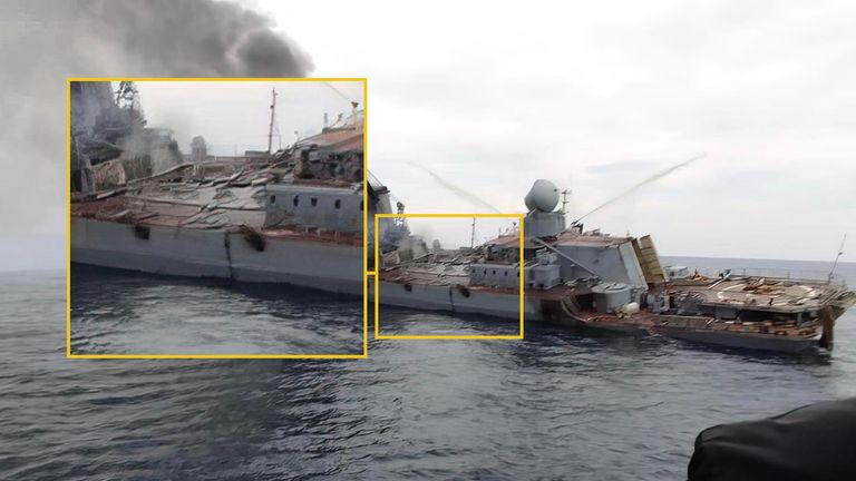 Damage to the ship is clearly visible in this enlarged image