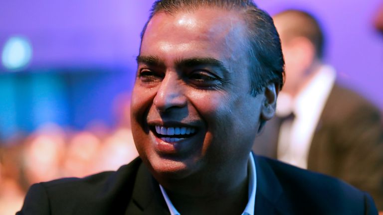 Mukesh Ambani, Chairman and Managing Director of Reliance Industries, smiles as he attends the World Economic Forum (WEF) annual meeting in Davos, Switzerland, January 23, 2018.