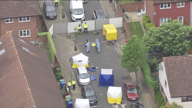 Crime scene at house in Bermondsey