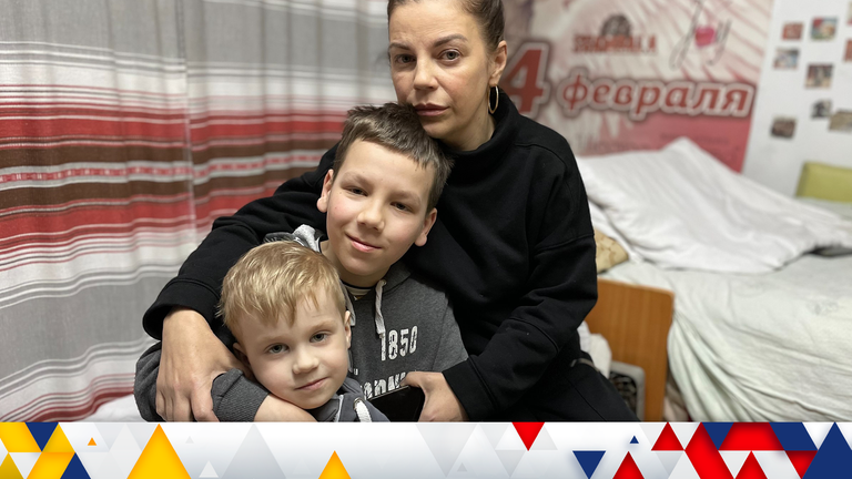 At the underground hospital in Mykolaiv , Oksana Suslenko and her sons, Artyem, 11 and Nikita, 4