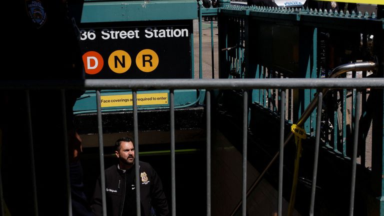 A police officer at the station in Brooklyn