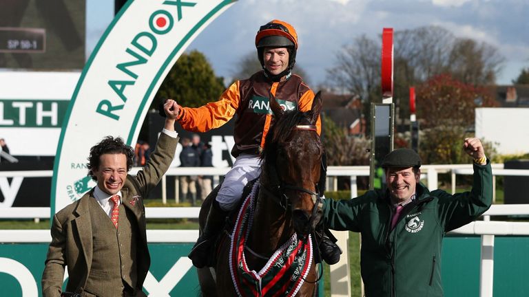 Sam Waley-Cohen celebrates on Noble Yeats after winning the 17:15 Randox Grand National Handicap Chase with trainer Trainer Emmet Mullins REUTERS/Paul Childs