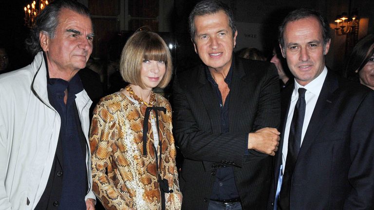 Patrick Demarchelier; Anna Wintour; Mario Testino and Xavier Romatet. Pic: Sipa/Shutterstock 
