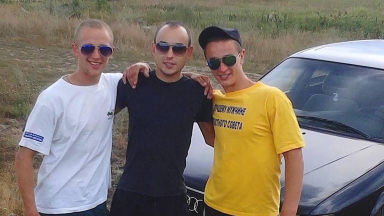 Pavel Kholodenko, white t-shirt, and Viktor Balai, yellow t-shirt, wanted to protect their country 
