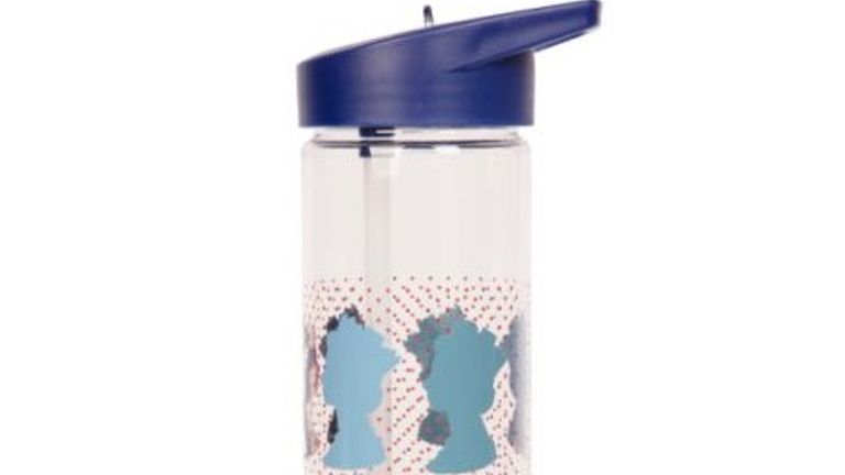 A souvenir water bottle 