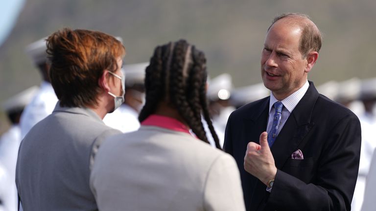 Prince Edward has arrived at Hewanorra International Airport for the start of the Caribbean tour 