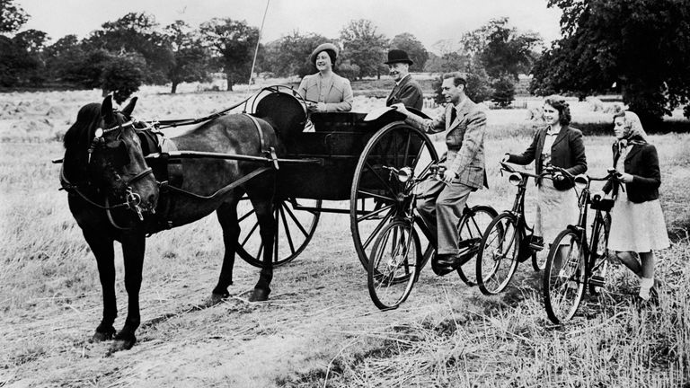 The Royal family enjoy a ride in the countryside in 1940