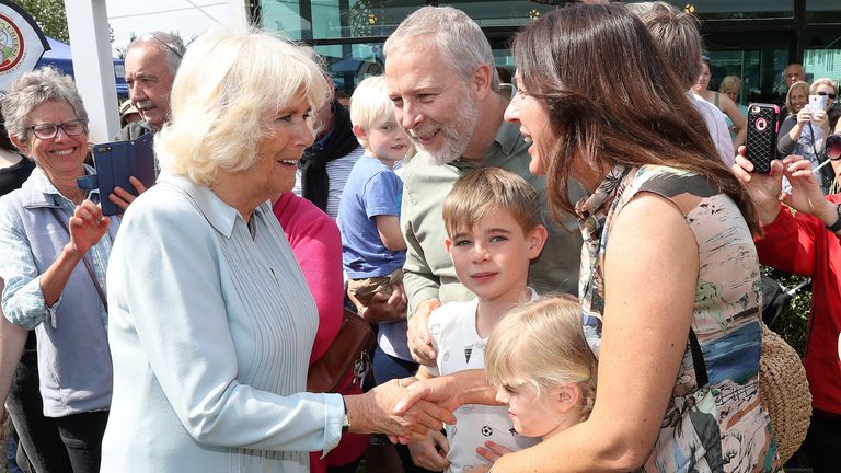 The Duchess of Cornwall meets members of the public during a visit to Lincoln Farmers Market in Christchurch, on the seventh day of the royal visit to New Zealand.
