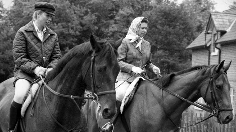 Princess Anne and the Queen ride at Ascot in June 1975