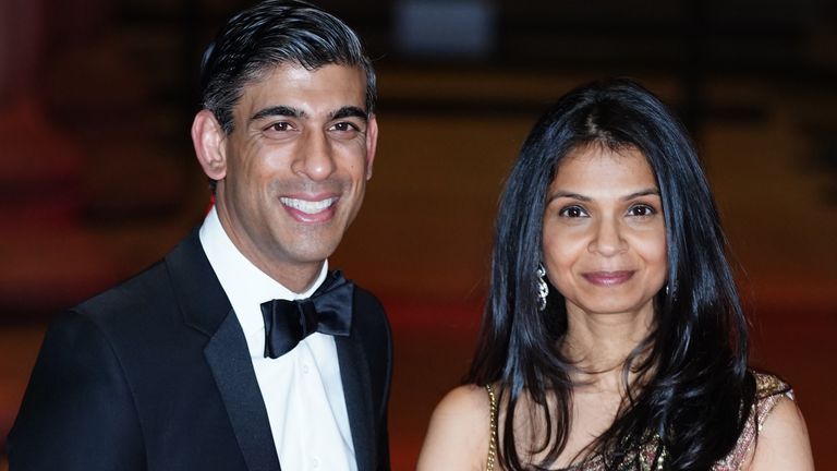 Chancellor of the Exchequer Rishi Sunak alongside his wife Akshata Murthy attend a reception to celebrate the British Asian Trust at the British Museum, in London. Picture date: Wednesday February 9, 2022.
