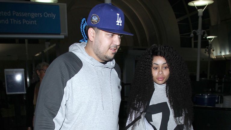 Rob Kardashian and Blac Chyna seen at LAX airport in Los Angeles, California on March 14, 2016. Credit: John Misa/MediaPunch/IPX