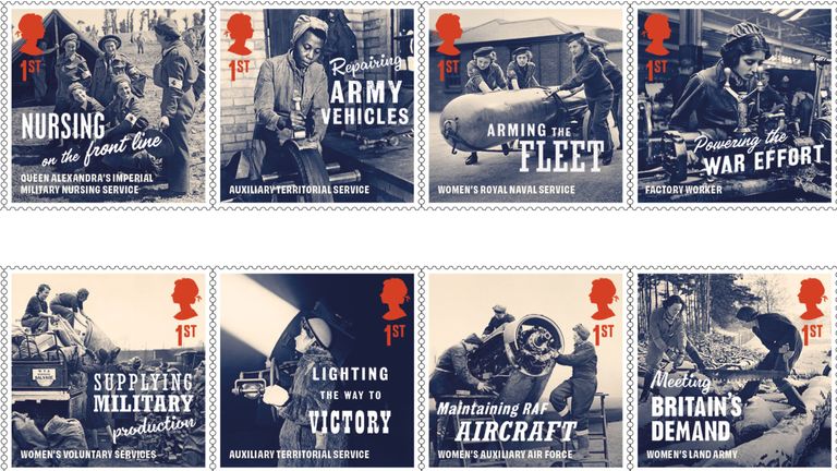 ten stamps illustrating the huge range of work women undertook during the war years, as part of their new set of stamps that is being issued in tribute to women's vital contribution during the Second World War. Issue date: