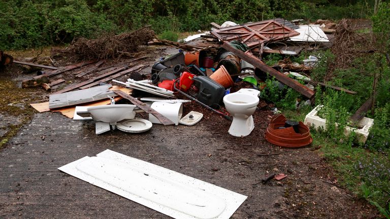 Rubbish left by a fly tipper is seen, as the spread of the coronavirus disease (COVID-19) continues, Buntingford, Britain, April 29, 2020 REUTERS/Andrew Couldridge