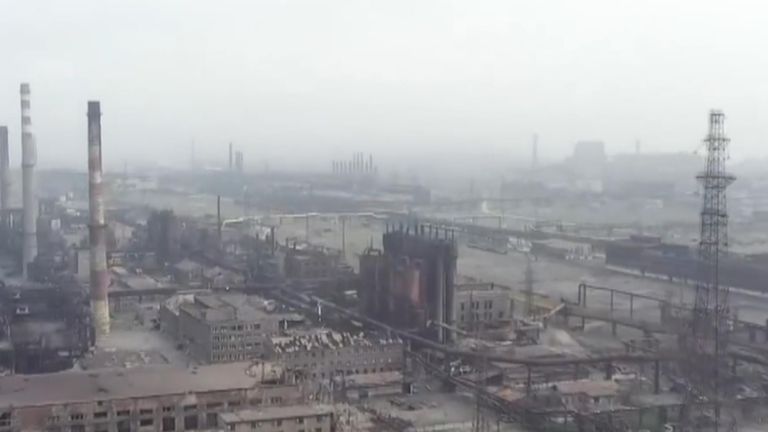 Russian state media release drone footage showing a flyover of the steel works in Mariupol, the last stand of Ukrainian soldiers.