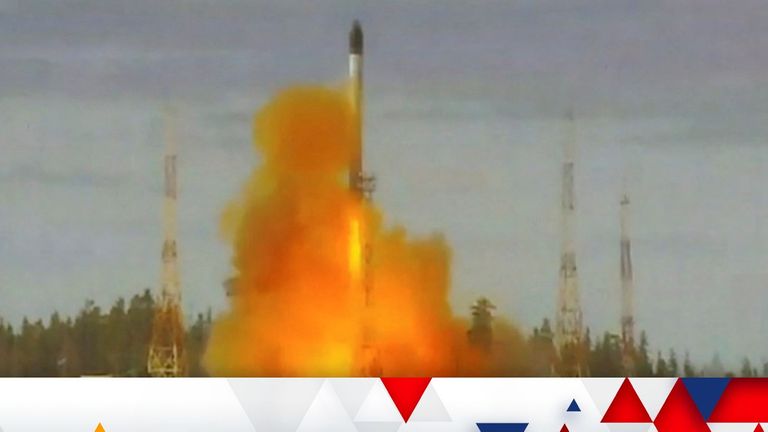 The test-firing of the Sarmat intercontinental ballistic missile