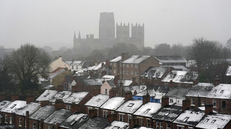 Snowy conditions in Durham. Picture date: Thursday March 31, 2022.