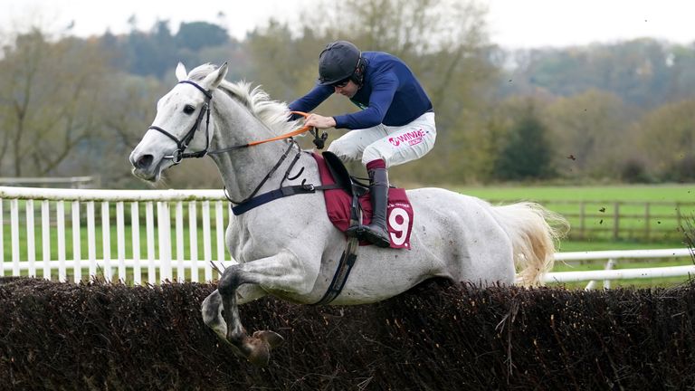 Snow Leopardess and Aiden Coleman on the way to winning the Weatherbys nhstallions.co.uk Handicap Chase at Bangor racecourse, Bangor-on-Dee. Picture date: Wednesday November 10, 2021.