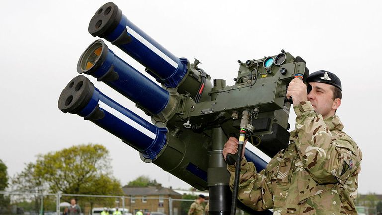 Undated handout photo issued by the Ministry of Defence (MOD) of a Starstreak HVM (High Velocity Missile) surface-to-air missile system on display. Issue date: Wednesday March 9, 2022.
