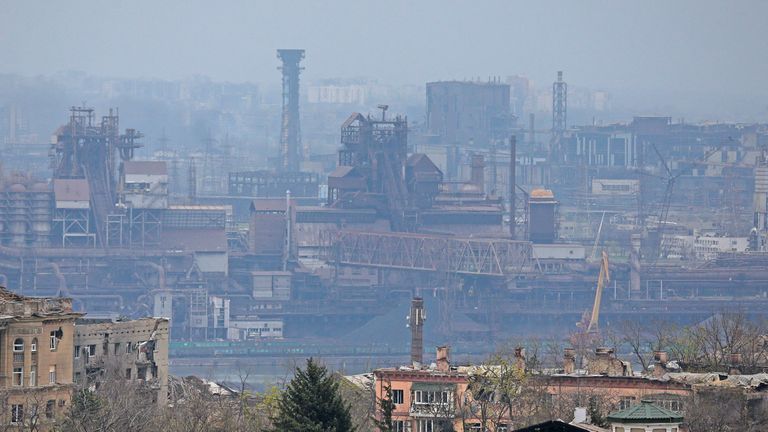 A view shows a plant of Azovstal Iron and Steel Works company in Mariupol
