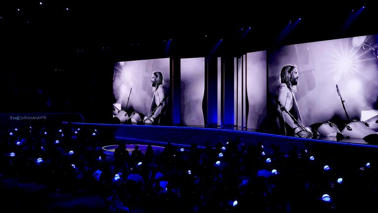 The Grammys pays tribute to Taylor Hawkins. Pic: AP Photo/Chris Pizzello