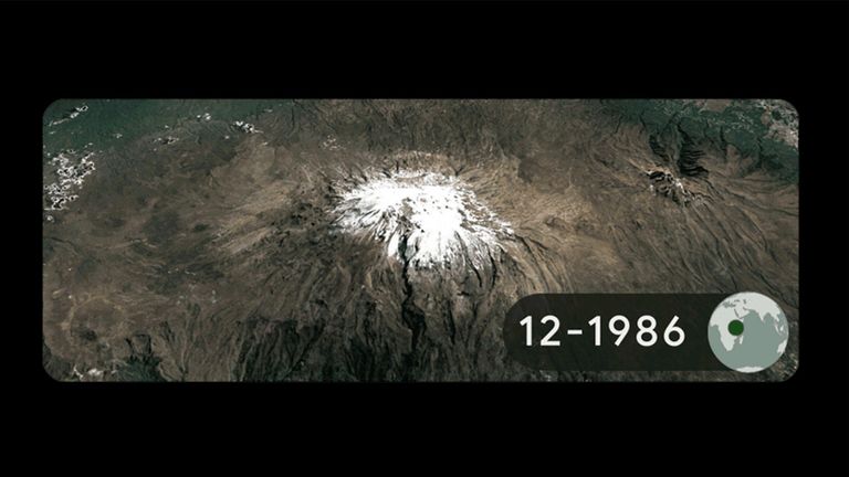 Time-lapse photos show glacier retreat at the summit of Mt. Kilimanjaro, Tanzania, Africa. Pic: Google

