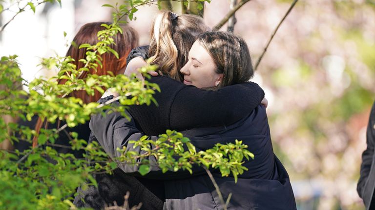 Mourners outside St Francis of Assisi church ahead of the funeral of The Wanted star Tom Parker
