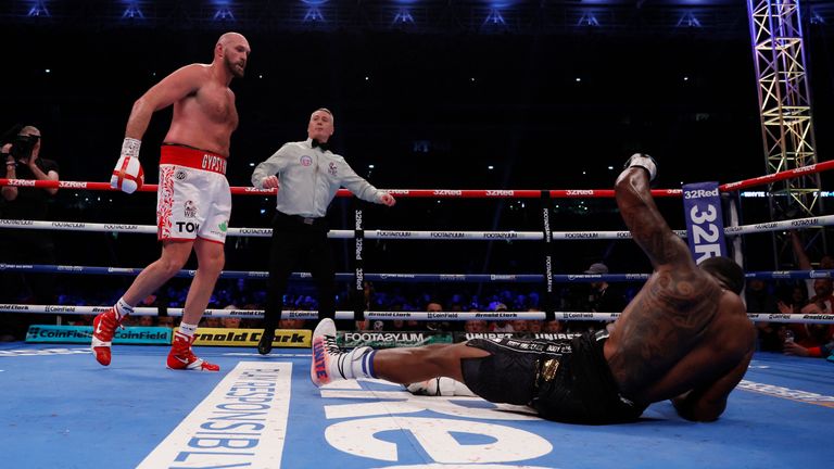 Dillian Whyte was floored by a stunning uppercut with a second to go in the sixth round