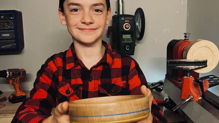 Undated family handout photo 12-year Gabriel Clark, from Cumbria, who went viral online for his woodworking skills, and who has raised over £66,000 for Ukrainian refugees after thousands of people entered a raffle to win one of his handmade bowls. Issue date: Wednesday April 6, 2022.
