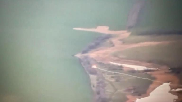 The Ukrainian military has released footage it said shows its forces shooting down a Russian helicopter.