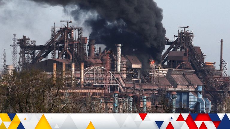 FILE PHOTO: FILE PHOTO: Smoke rises above a plant of Azovstal Iron and Steel Works during Ukraine-Russia conflict in the southern port city of Mariupol, Ukraine April 25, 2022. REUTERS/Alexander Ermochenko TPX IMAGES OF THE DAY/File Photo/File Photo