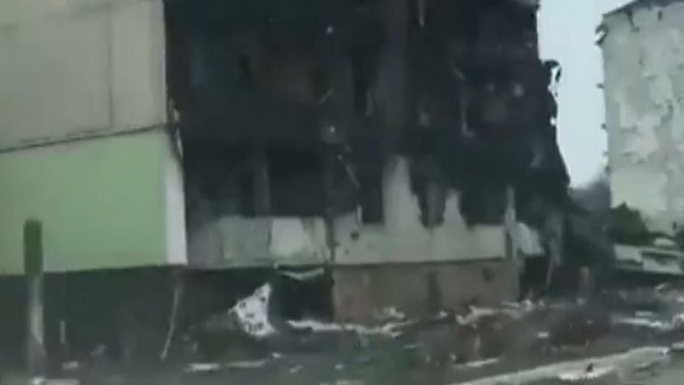 A video was posted on social media showing multiple damaged buildings in Borodyanka.