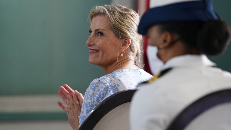 The Countess of Wessex at an engagement at Government House, St. John&#39;s, Antigua and Barbuda, as she continues her visit to the Caribbean, to mark the Queen&#39;s Platinum Jubilee. Picture date: Monday April 25, 2022.
