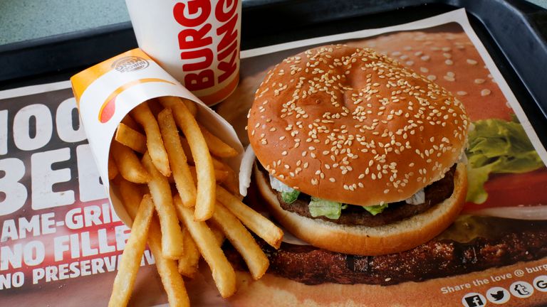 Hold for Business Photo-- Swayne Hall--This is a Burger King Whopper meal combo at a restaurant in Punxsutawney, Pa., Thursday, Feb. 1, 2018.  (AP Photo/Gene J. Puskar)